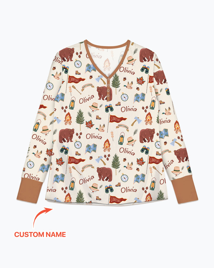Custom Name Adventure Outdoors Bamboo Women Pajama Set