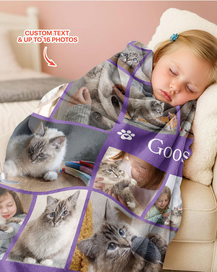 Custom Pet Photo Collage Bamboo Blanket