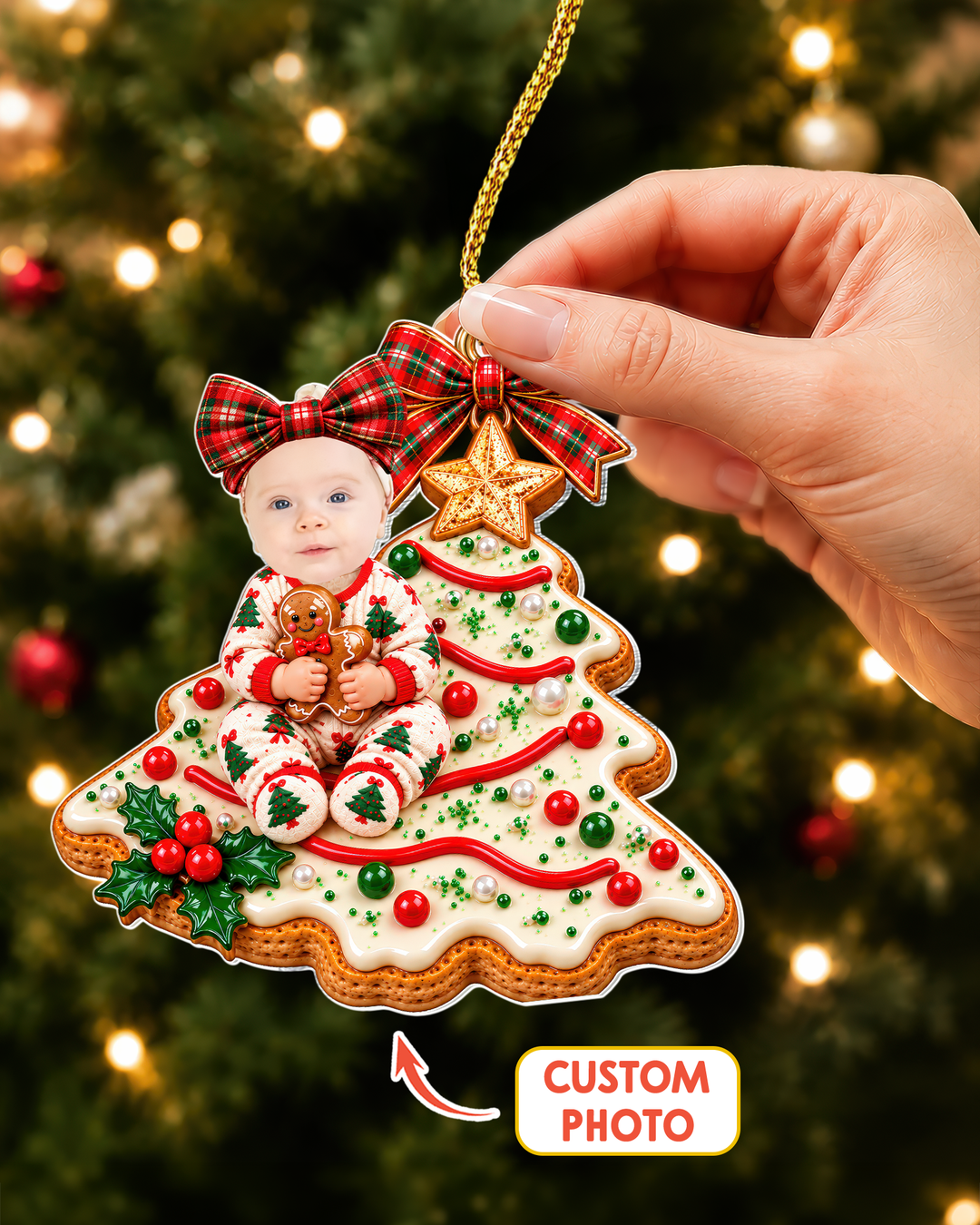 Sweet Christmas Tree Baby Personalized 1-Side Photo Acrylic Ornament