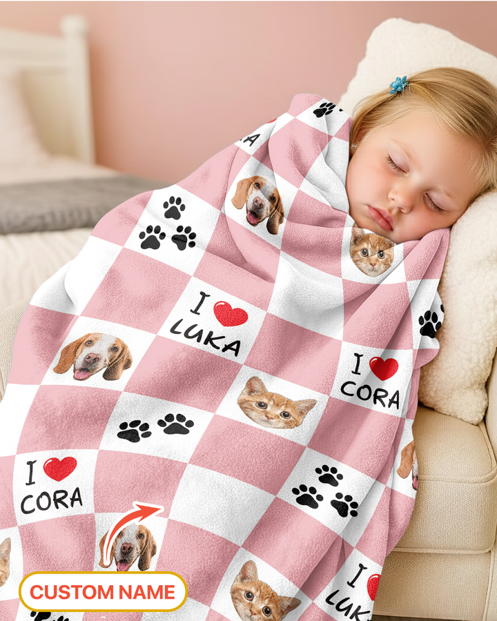 Custom Photo I Love My Best Friend Dog/Cat Bamboo Blanket