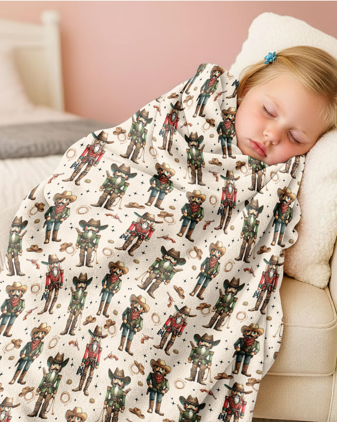 Western Christmas Cowboy Nutcracker Bamboo Blanket