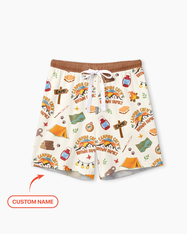 Custom Name Camping Crew Family Matching Bamboo Women Short Sleeve Short Pajama Set