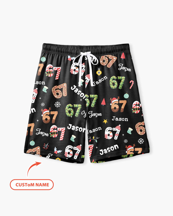 Custom '6 7' Six Seven Christmas Slang Meme Bamboo Men Short Sleeve Short Pajama Set