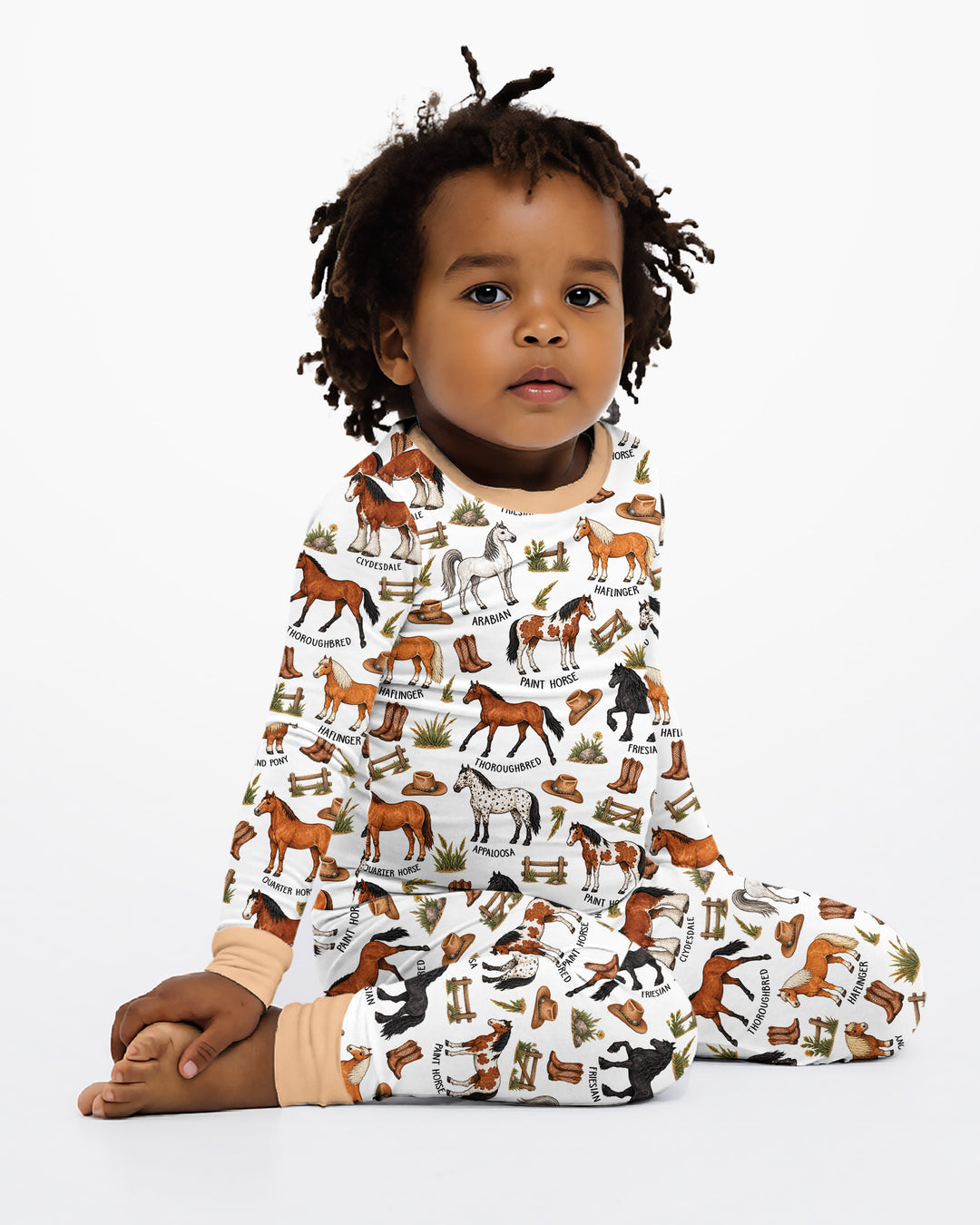 Types Of Horses Bamboo Two Piece Long Sleeve Pajama Set