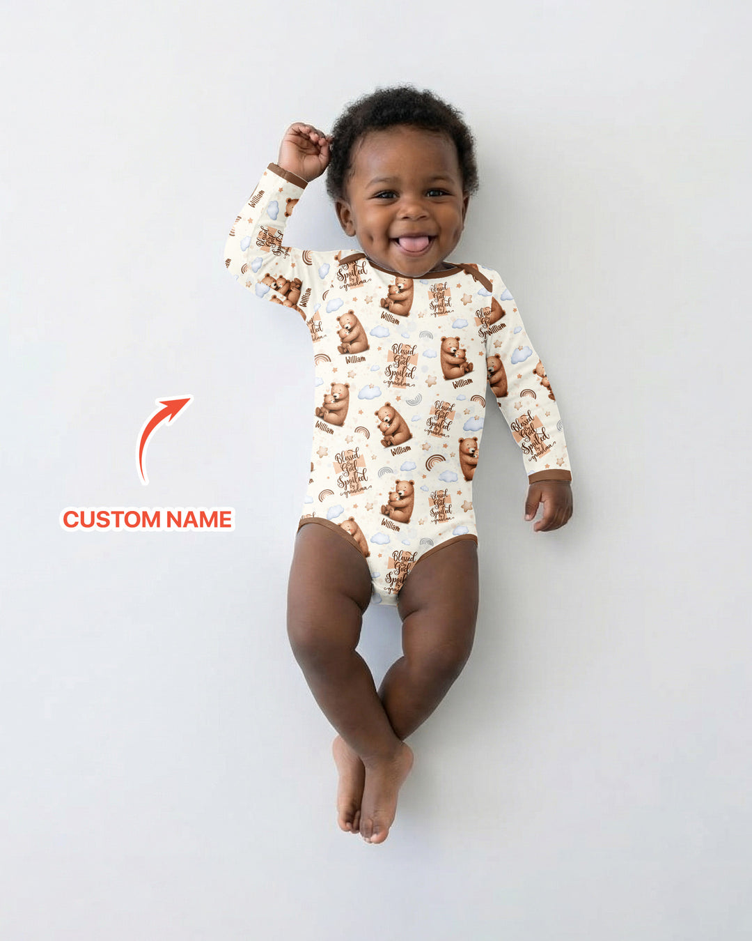 Custom Name Blessed By God Spoiled By Grandma Bamboo Bodysuit