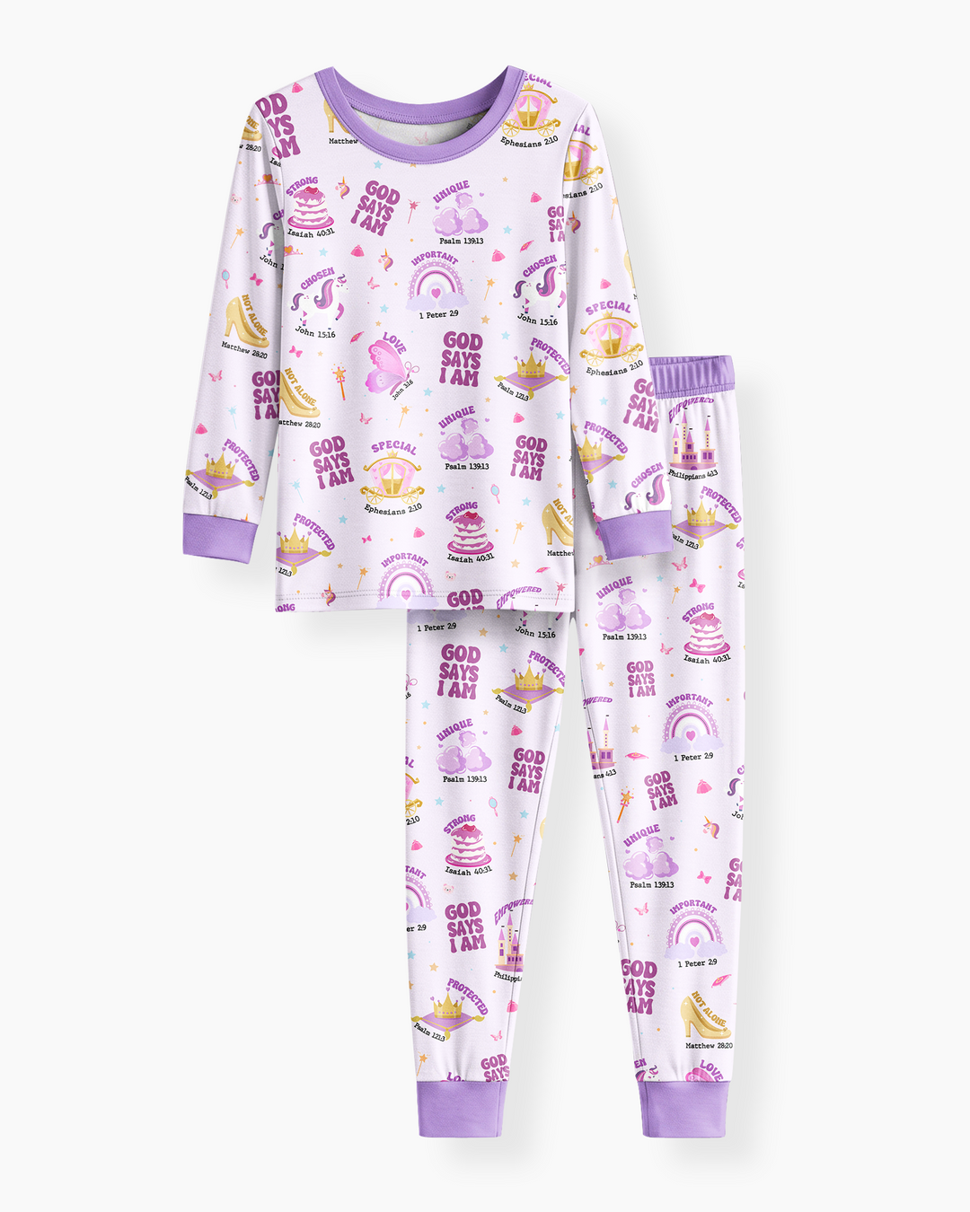 God Says I Am Girl Bamboo Two Piece Long Sleeve Pajama Set