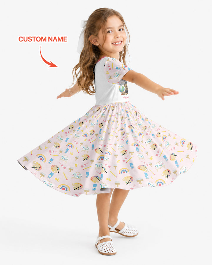 Custom Name When I Wake Up I Will Be Starting School Bamboo Twirl Dress