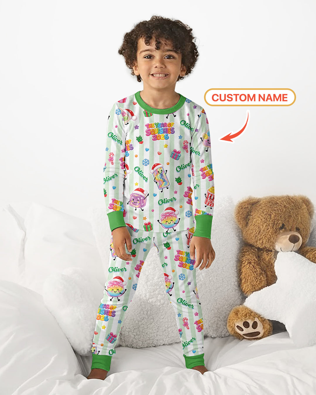 Custom Name The Year of Squishies 2026 Bamboo Two Piece Long Sleeve Pajama Set