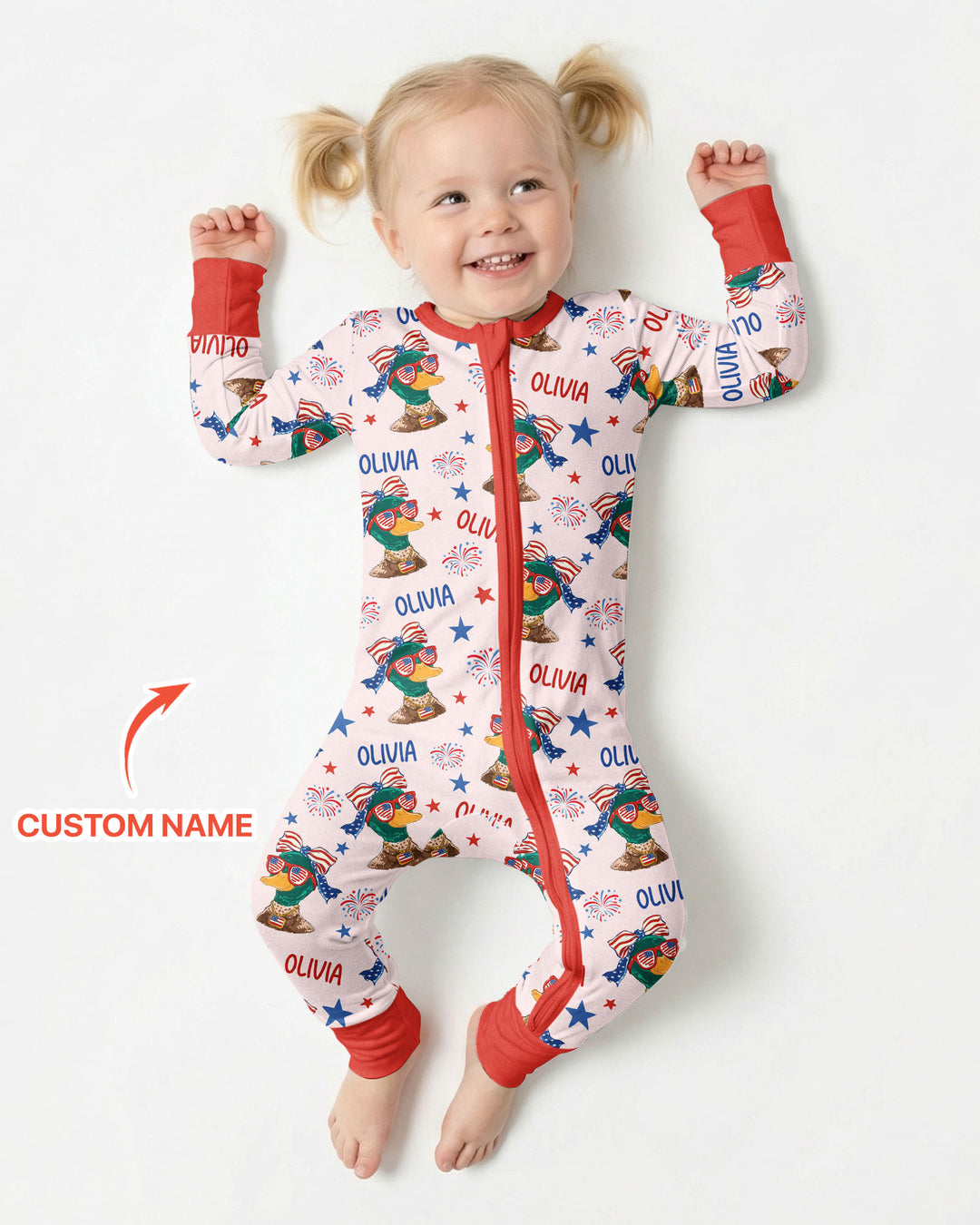 Custom Name Patriotic Mallard Duck Bamboo Convertible Zippy