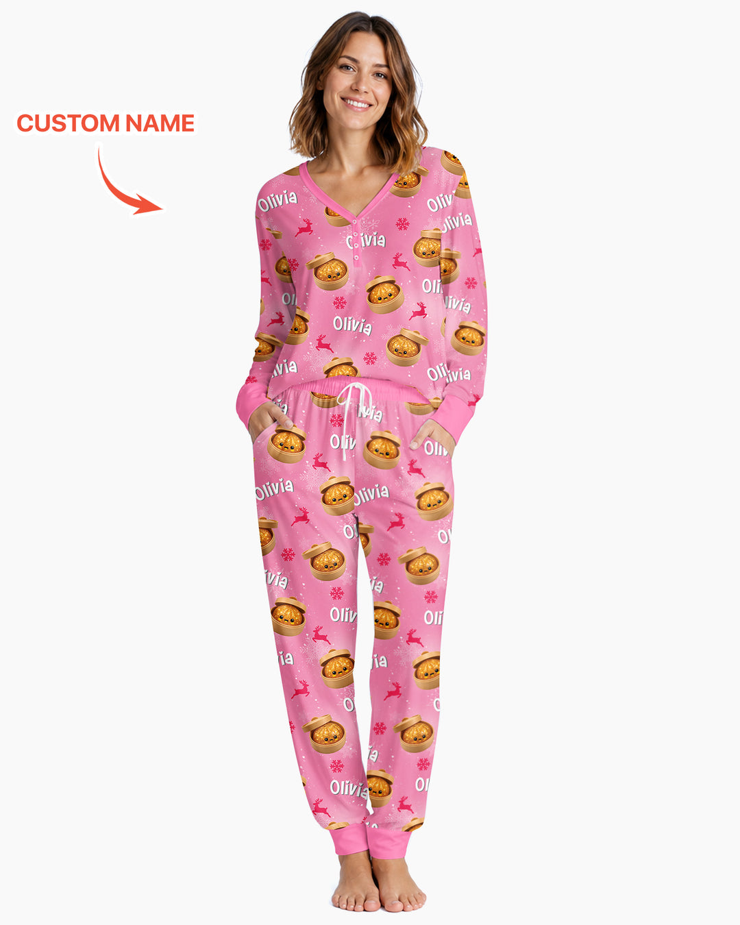 Christmas Cutie Dumpling Bamboo Women Pajama Set