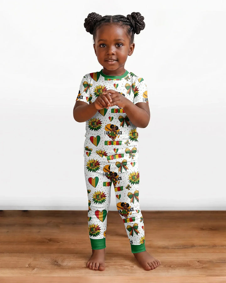 Juneteenth Girl I Am Black History Bamboo Two Piece Short Sleeve Pajama Set