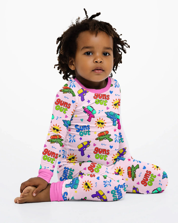 Sun Out Guns Out Bamboo Two Piece Long Sleeve Pajama Set