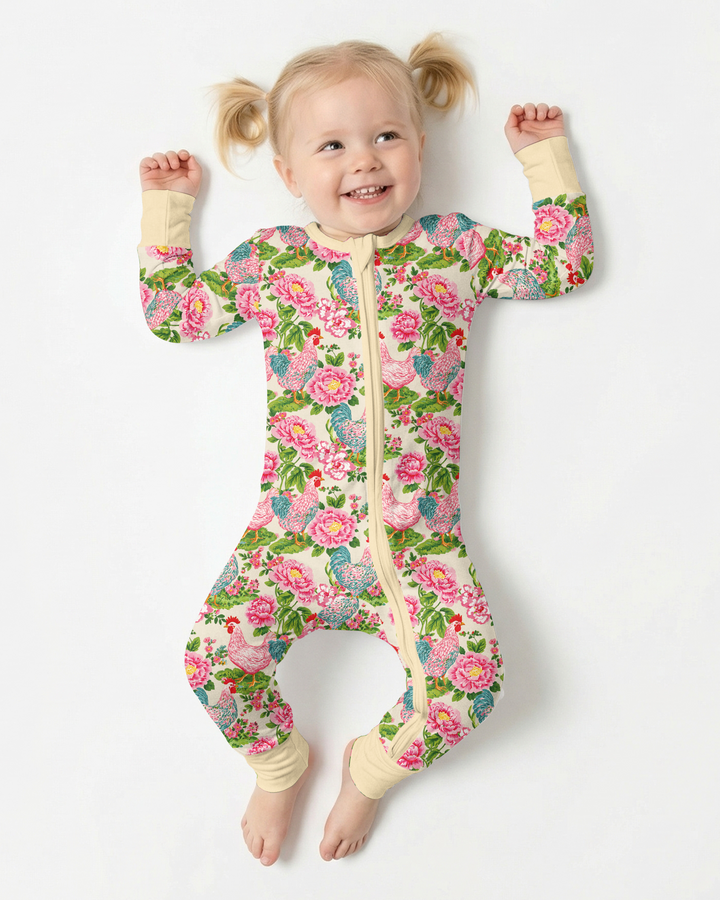 Chicken and Peony Mommy And Me Matching Bamboo Convertible Zippy