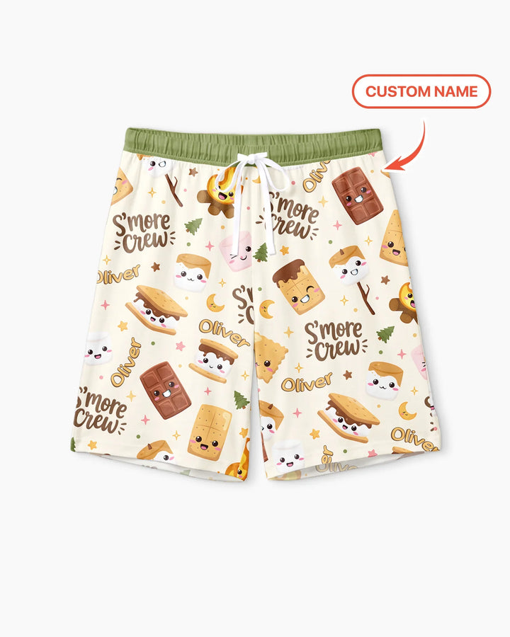 Custom Name Kawaii S'more Crew Family Matching Bamboo Men Short Sleeve Short Pajama Set