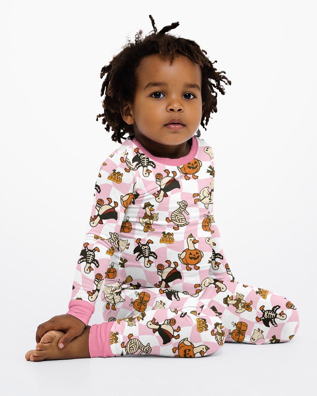 Spooky Goose Scrub Hat Bamboo Two Piece Long Sleeve Pajama Set