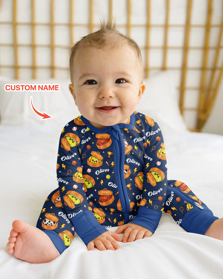Custom Name Sports Dumpling Bamboo Convertible Zippy