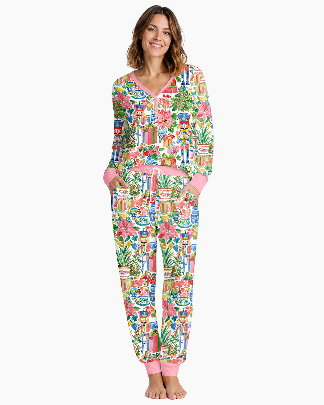 Watercolor Nutcracker Holiday Bamboo Women Pajama Set