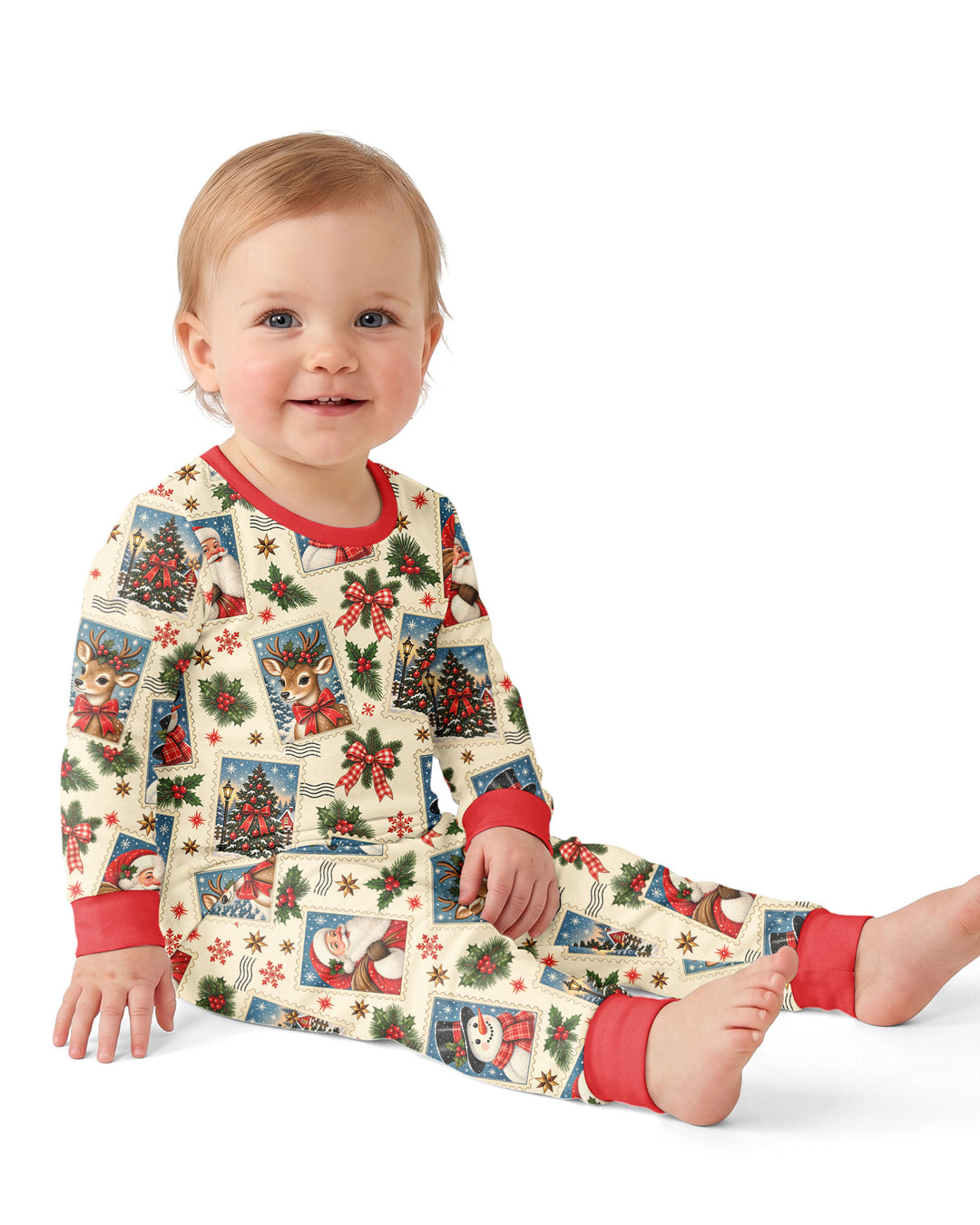 Holly Jolly Stamps Bamboo Two Piece Long Sleeve Pajama Set