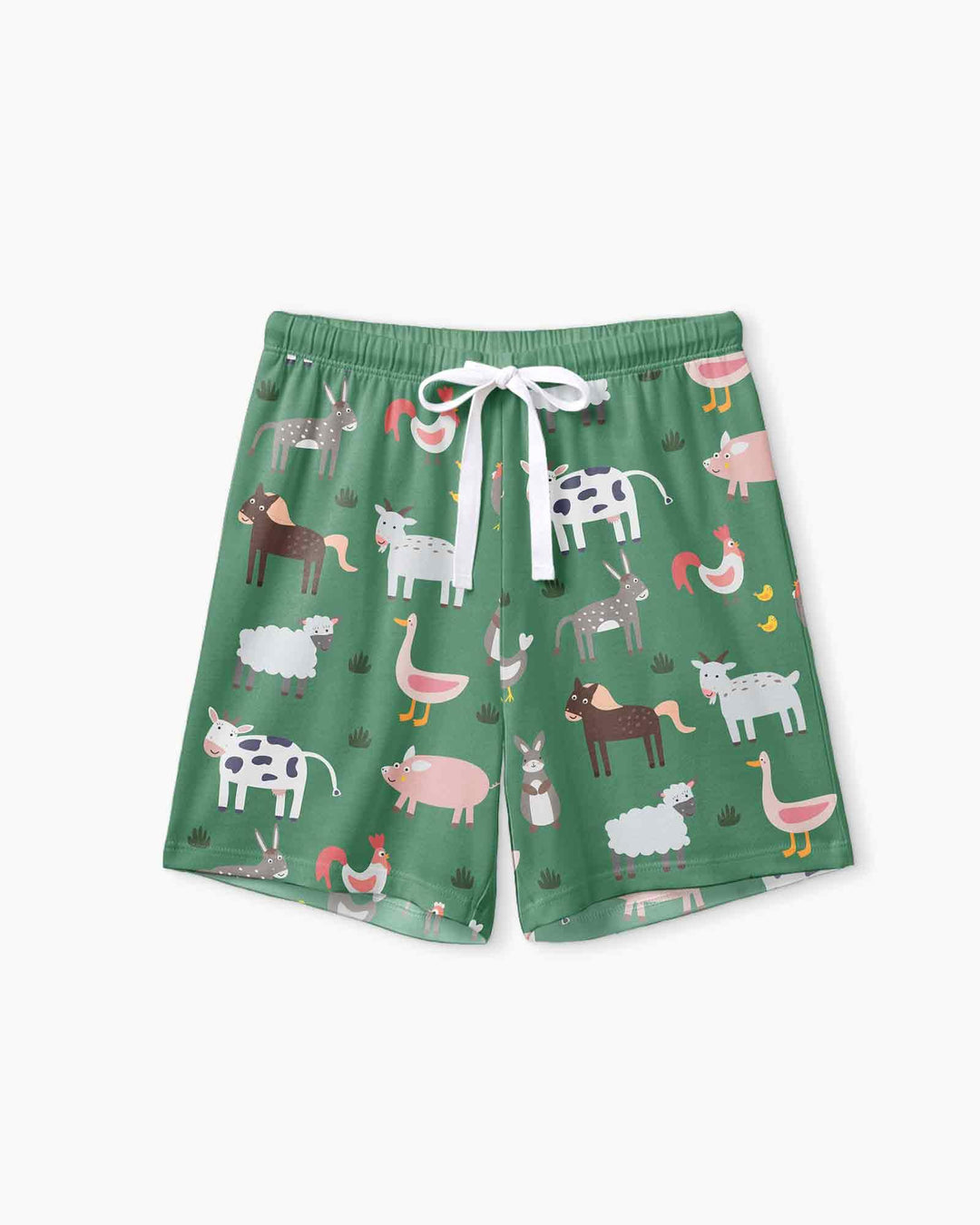 Green farm animals Bamboo Women Short Sleeve Short Pajama Set