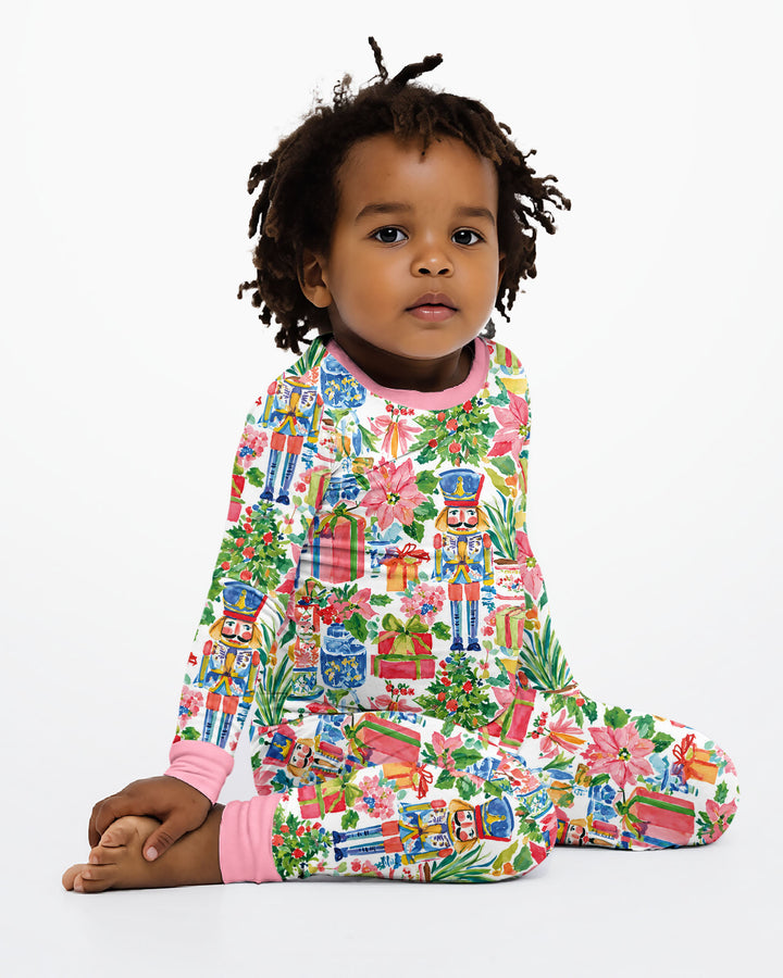 Watercolor Nutcracker Holiday Bamboo Two Piece Long Sleeve Pajama Set
