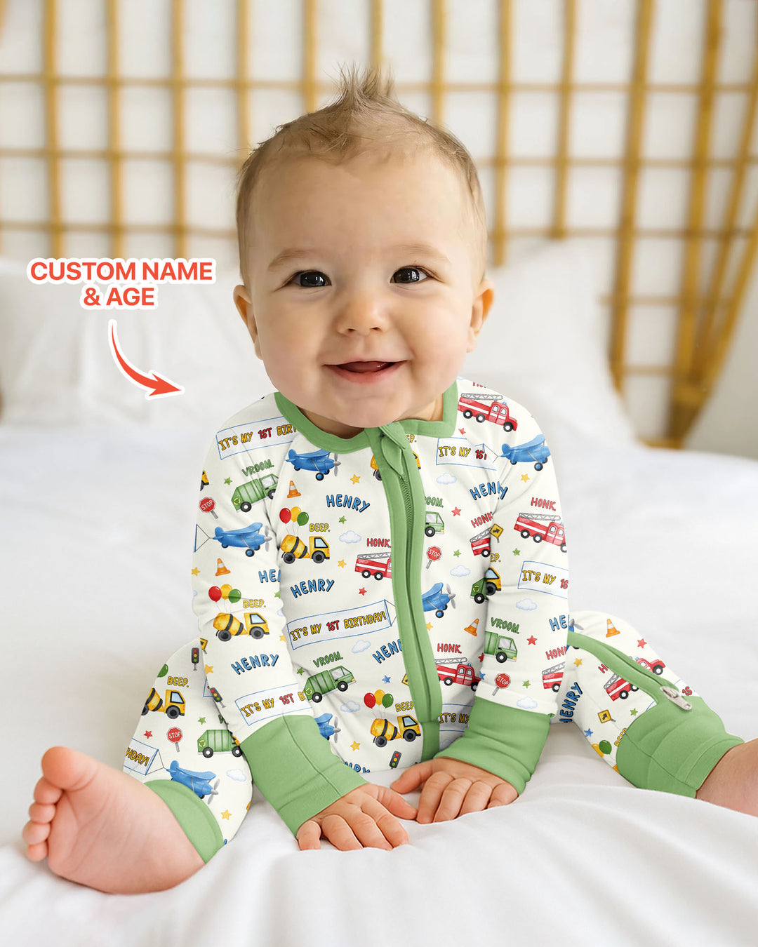 Personalized Transportation Birthday Bamboo Convertible Zippy