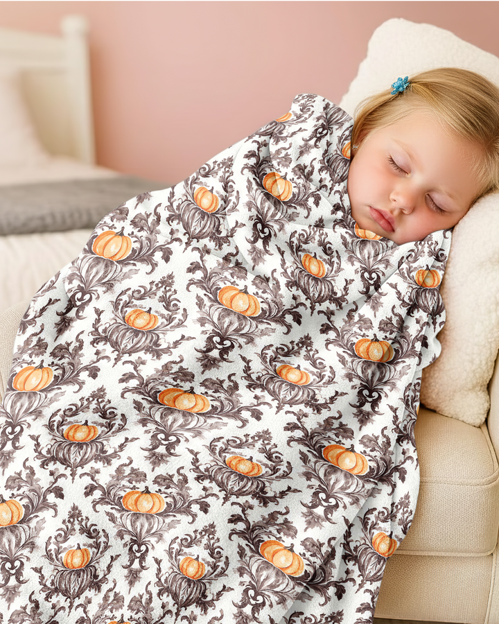 Pumpkin Toile Family Matching Bamboo Blanket