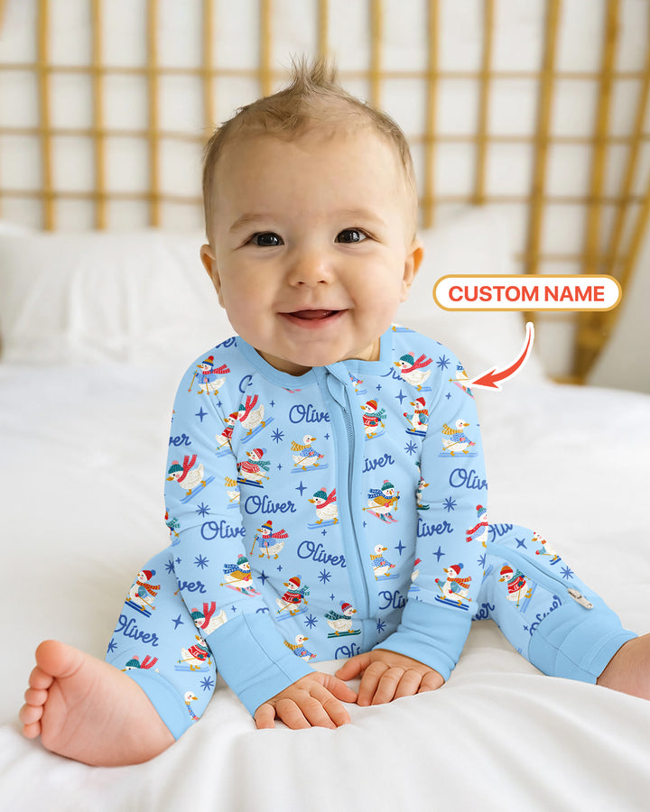 Custom Name Skiing Goose Bamboo Convertible Zippy