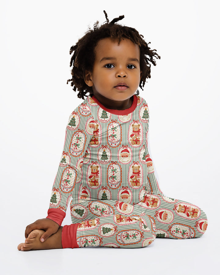 Vintage Christmas Keepsakes Bamboo Two Piece Long Sleeve Pajama Set