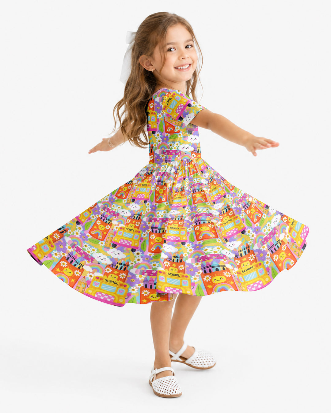 Retro Happy Classroom Bamboo Twirl Dress