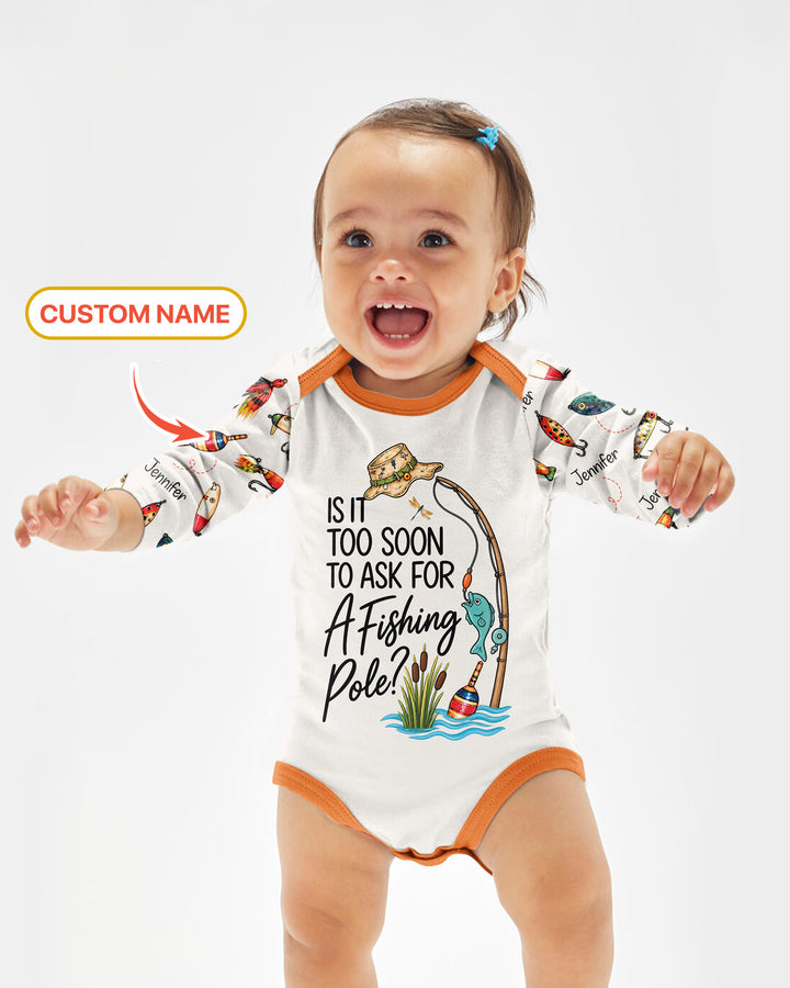 Custom Name Is It Too Soon to Ask for a Fishing Pole Bamboo Bodysuit