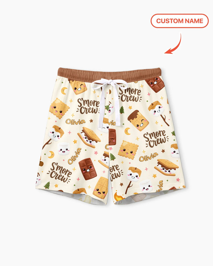 Custom Name Kawaii S'more Crew Family Matching Bamboo Women Short Sleeve Short Pajama Set