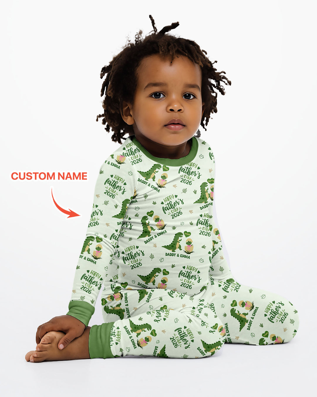 Custom Name Fathers Day 2026 Bamboo Two Piece Long Sleeve Pajama Set