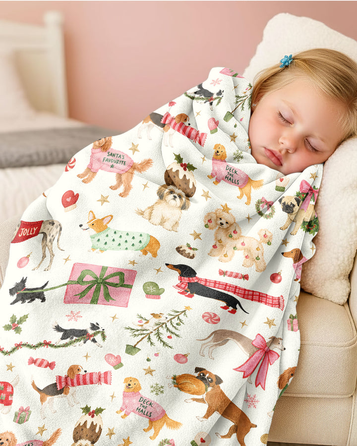 Festive Dog Merry Woofmas Bamboo Blanket