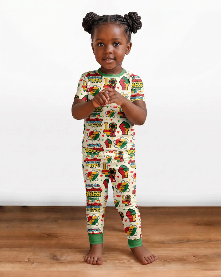 Juneteenth 1865 Because My Ancestors Weren't Free In 1776 Bamboo Two Piece Short Sleeve Pajama Set