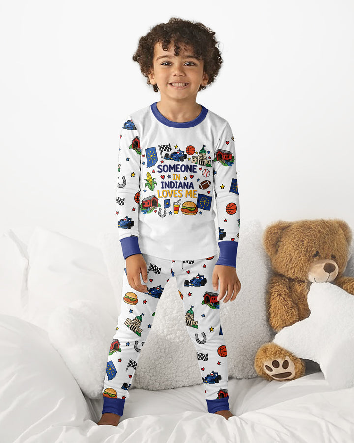Someone in Indiana Loves Me Bamboo Two Piece Long Sleeve Pajama Set