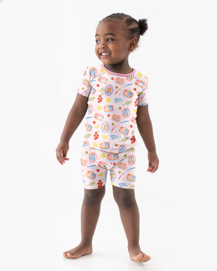 Preppy Sardines Bamboo Two Piece Short Sleeve Shorts Pajama Set