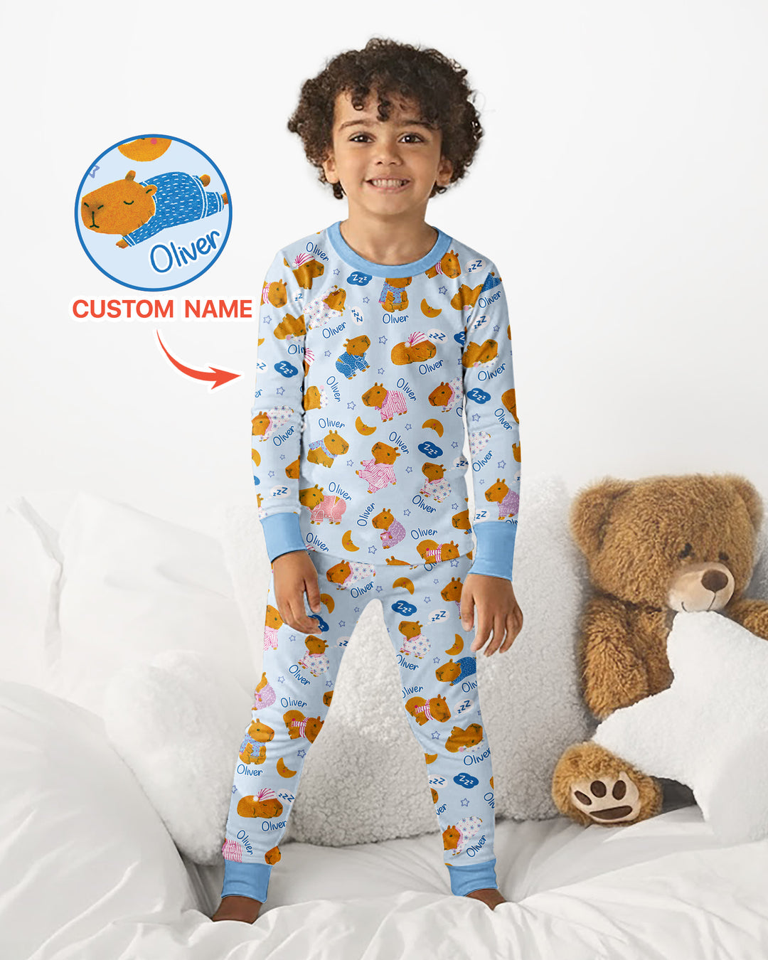 Cozy Capybara Dreams Bamboo Two Piece Long Sleeve Pajama Set