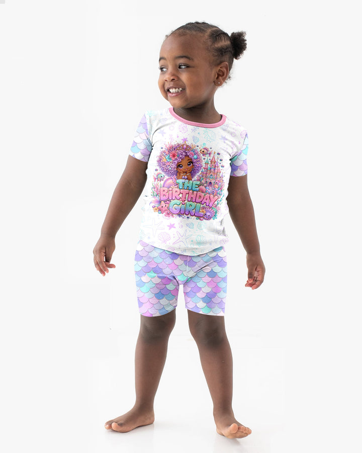 Black Mermaid The Birthday Girl Bamboo Two Piece Short Sleeve Shorts Pajama Set