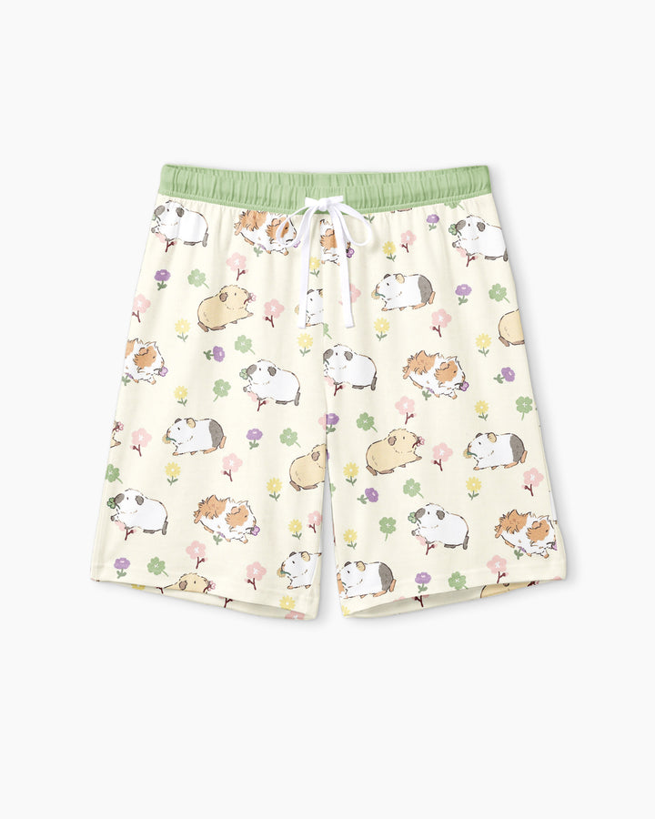 Guinea Pig Garden Bamboo Men Short Sleeve Short Pajama Set
