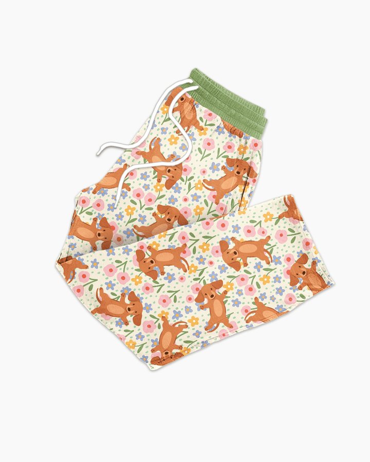 Dachshund Blooms Family Matching Bamboo Men's Pajama Set