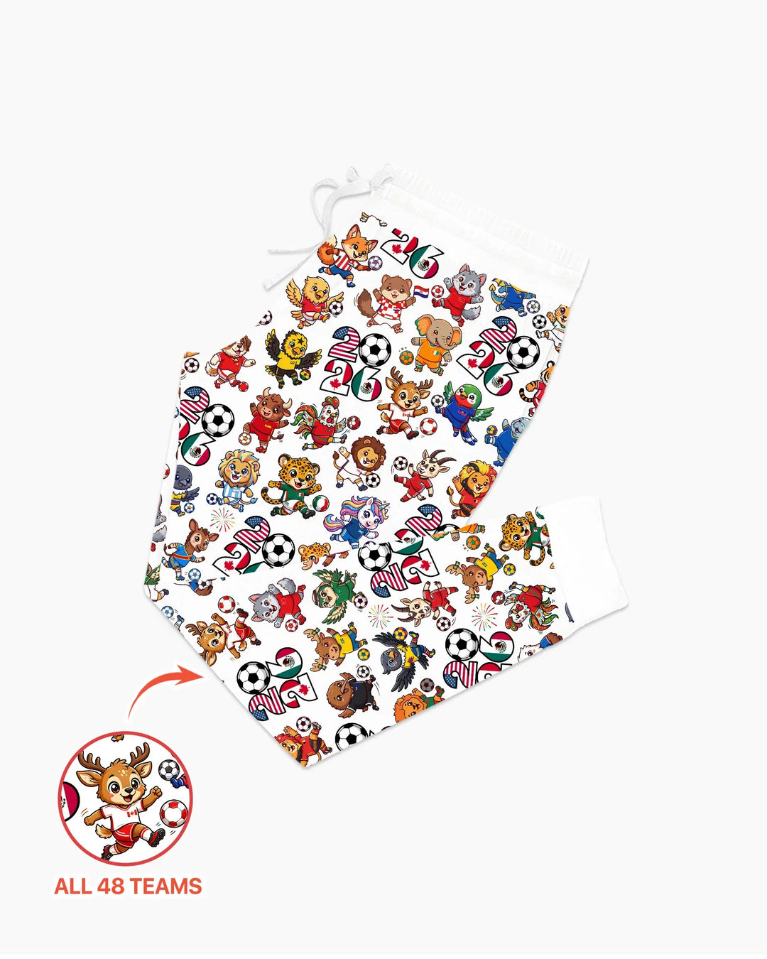 Kawaii Animals Soccer Tour 2026 Family Matching Bamboo Women Pajama Set