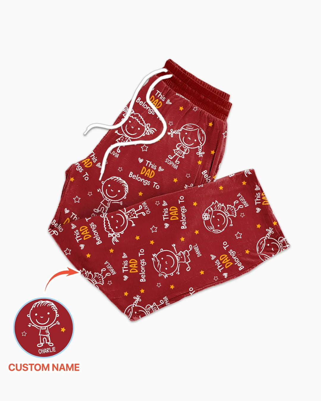 Custom Name This Dad Belongs To Doodle Bamboo Men's Pajama Set
