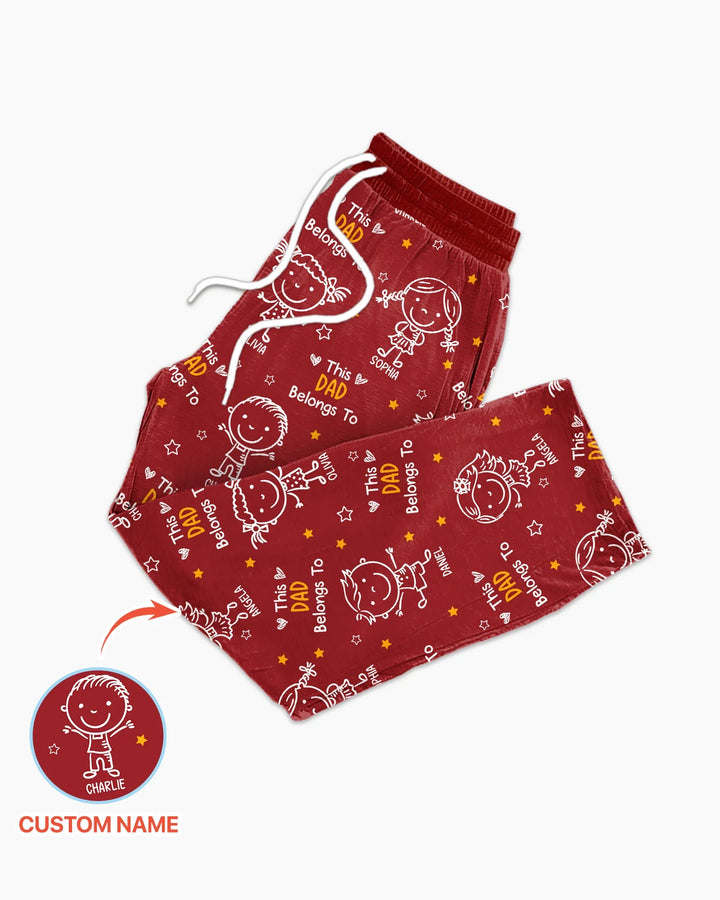 Custom Name This Dad Belongs To Doodle Bamboo Men's Pajama Set