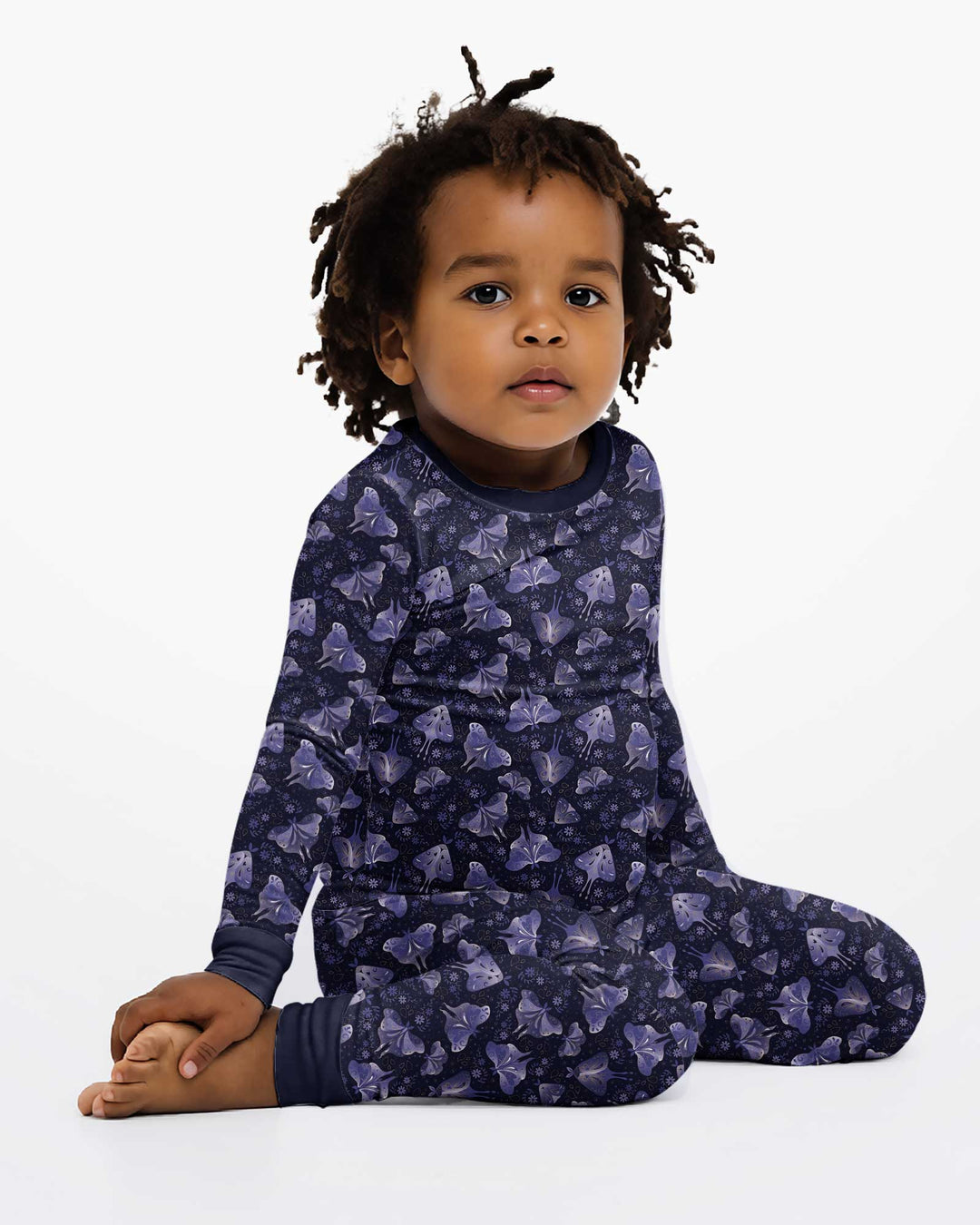 Very Peri Moths Bamboo Two Piece Long Sleeve Pajama Set
