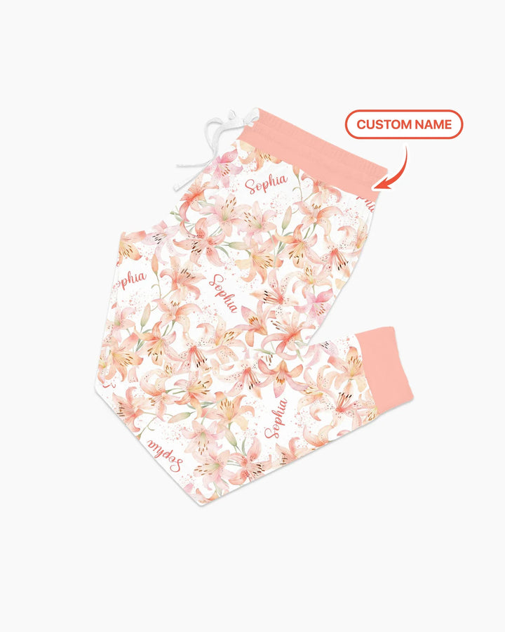 Custom Name Birth Month Flowers Bamboo Women Pajama Set