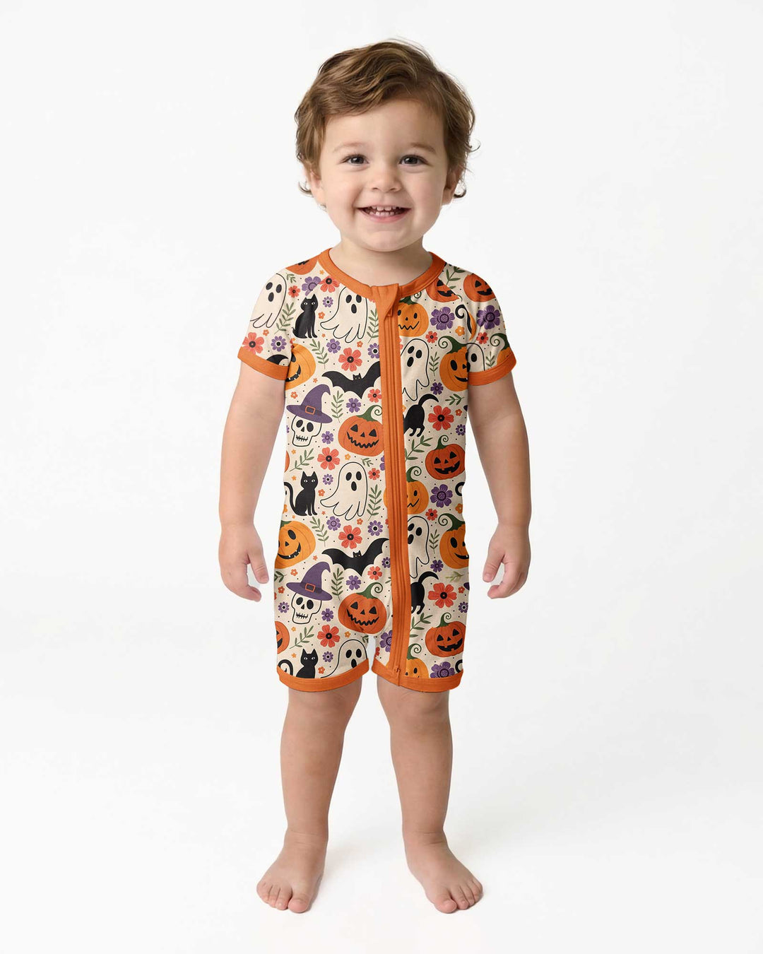 Spooky Halloween Floral Delight Bamboo Shorty Zippy