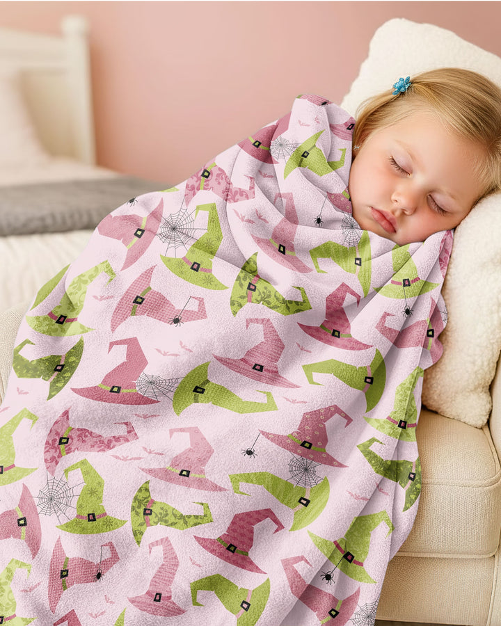 Pink Witch Hat Halloween Bamboo Blanket