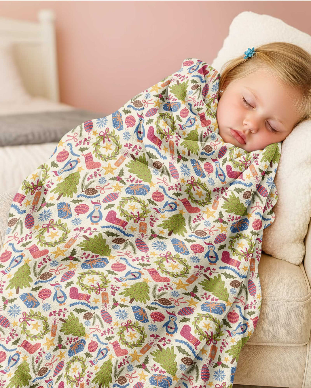 All Over Christmas Fun Bamboo Blanket