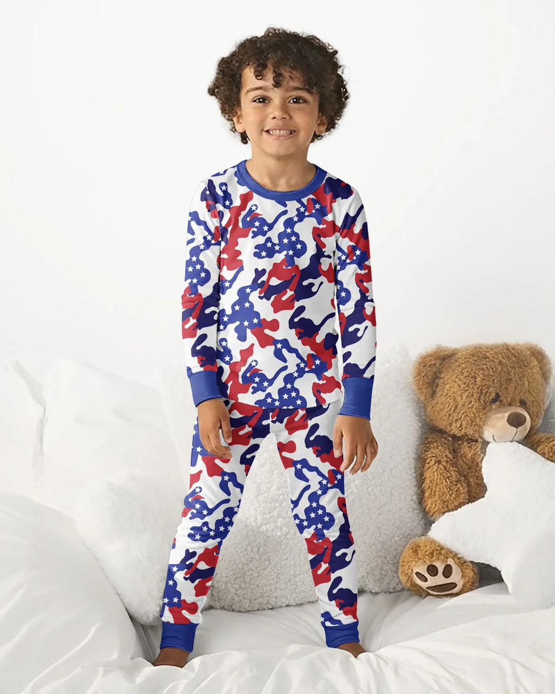 Patriot Camo Daddy & Me Matching Bamboo Two Piece Long Sleeve Pajama Set