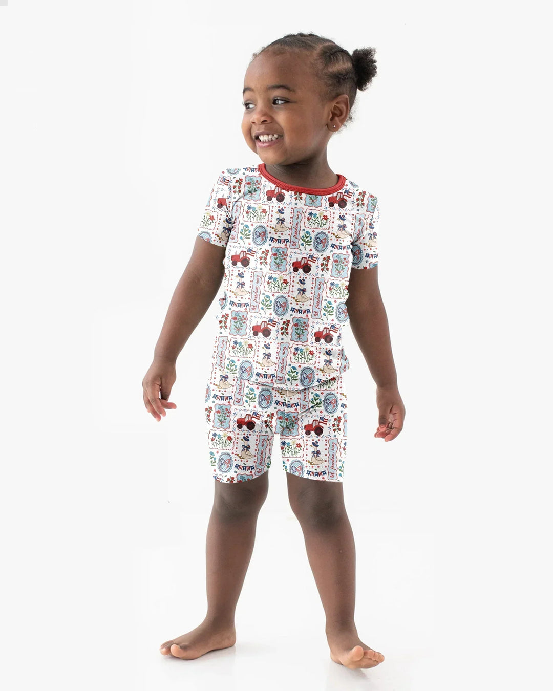 Patriotic USA Silly Goose Family Matching Bamboo Two Piece Short Sleeve Shorts Pajama Set